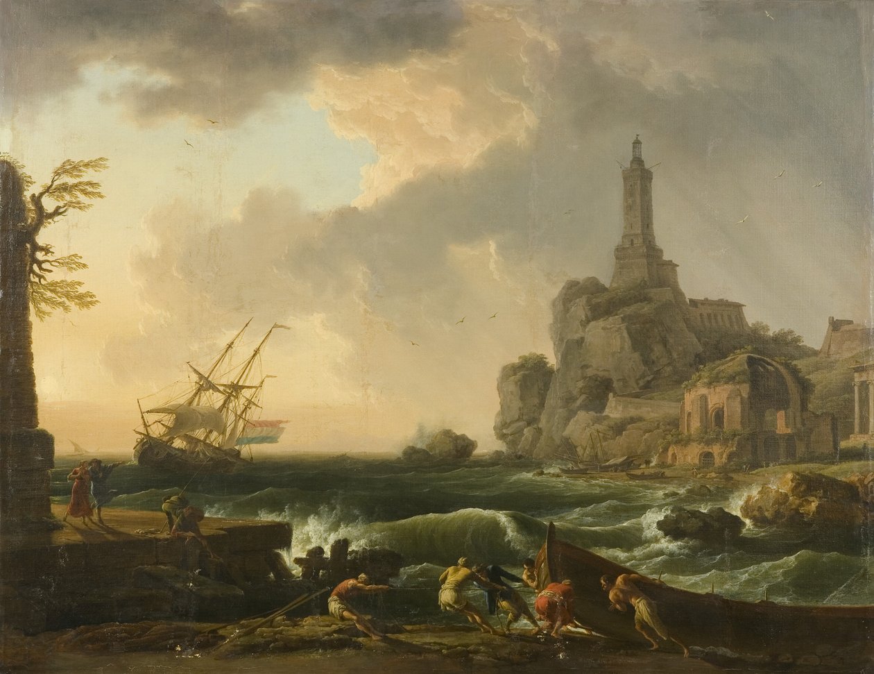 Genova Fyrtårn og Temple of Minerva Medica af Claude Joseph Vernet
