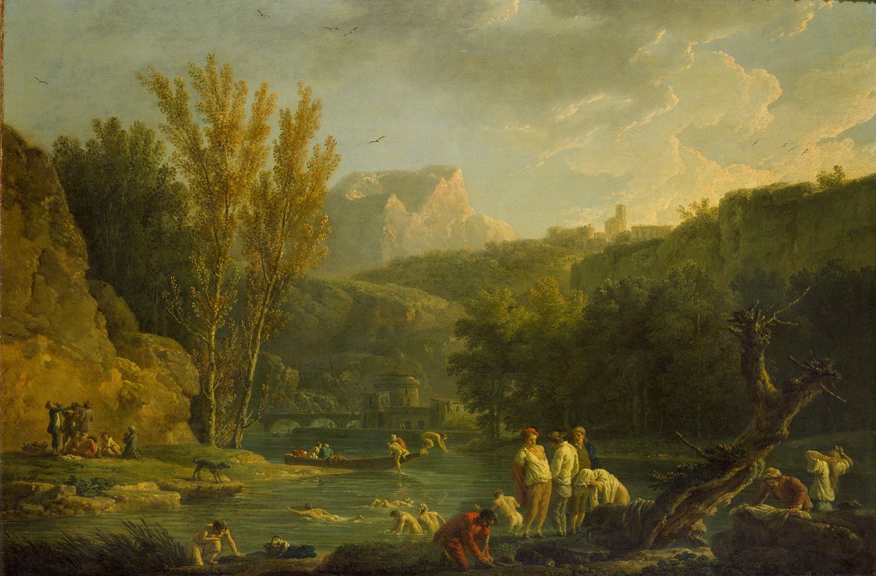Flodscene med badende, 1768-1770 af Claude Joseph Vernet