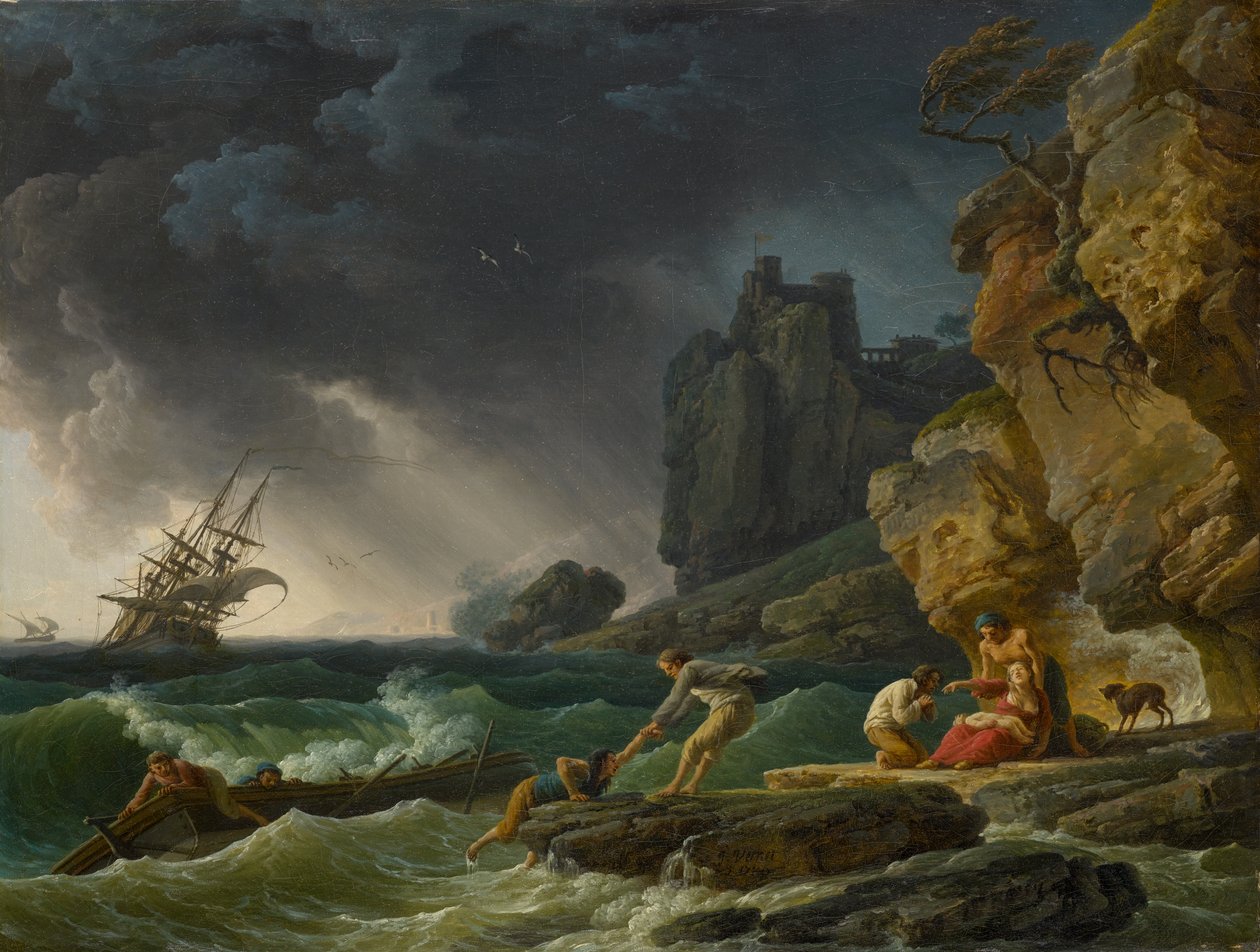 Stormfuldt hav med skibbrud, 1780 af Claude Joseph Vernet