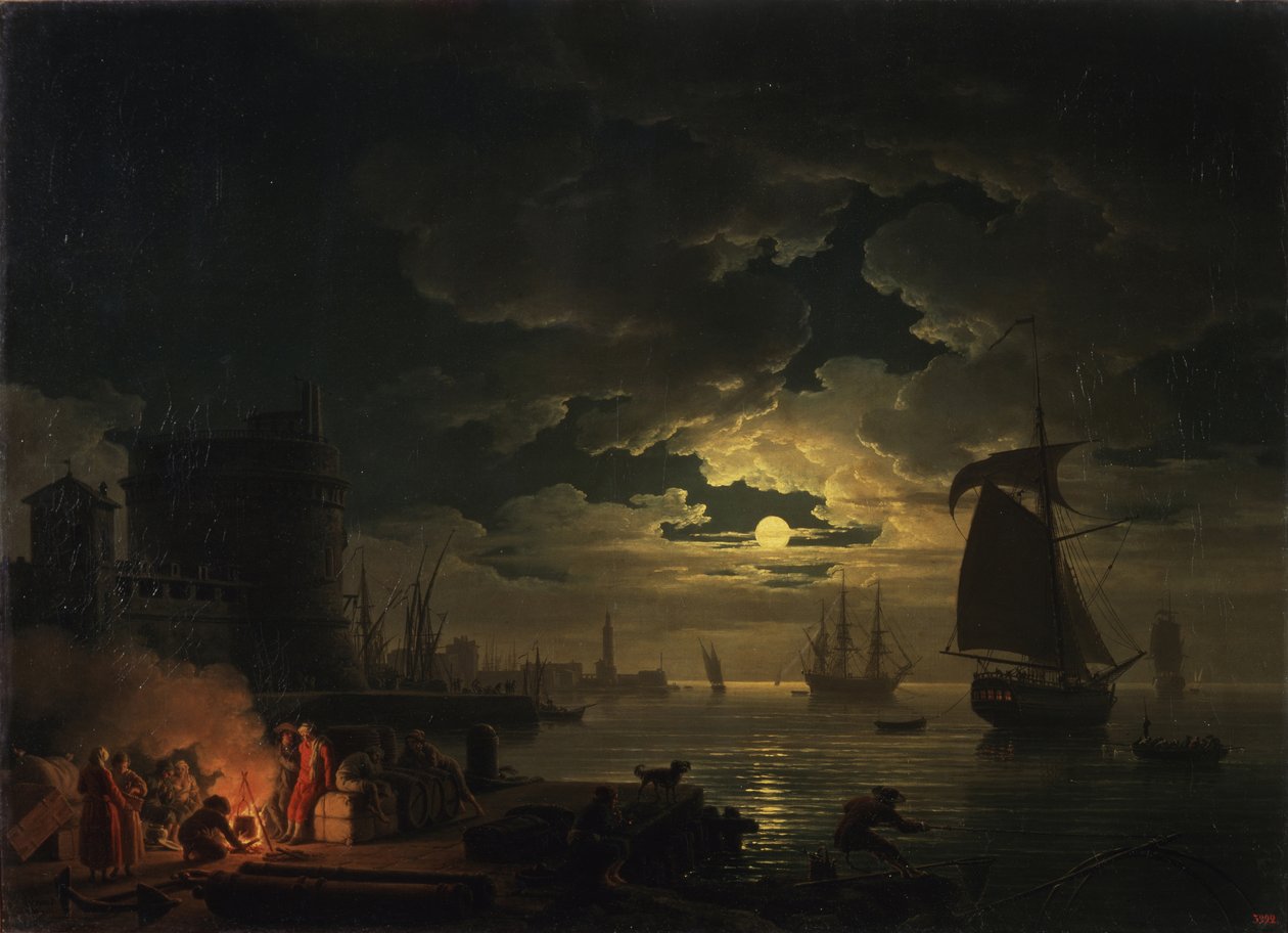 Havnen i Palermo i måneskin, 1769 af Claude Joseph Vernet