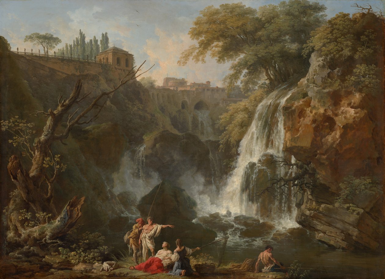 Vandfaldene i Tivoli, med Maecenas villa, ca. 1740-50 af Claude Joseph Vernet
