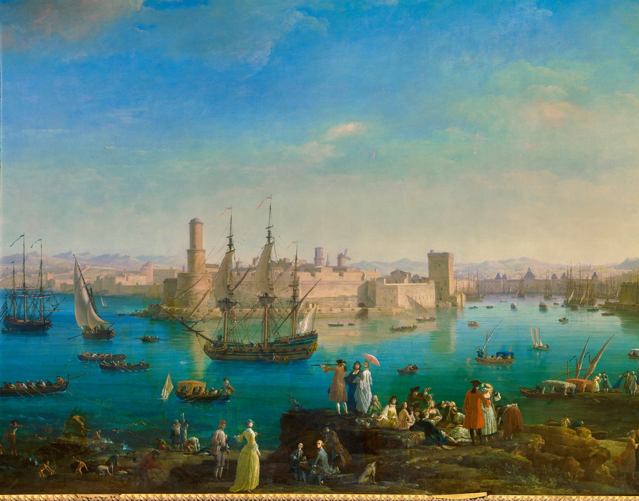 Marseilles indsejling i 1754. Maleri af Joseph Vernet (1714-1789) detaljer af Claude Joseph Vernet