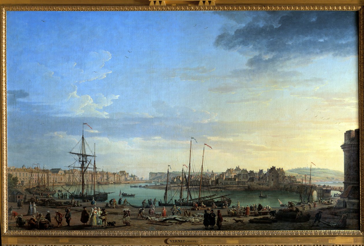 Udsigt over havnen i Dieppe Maleri af Joseph Vernet (1714-1789) Paris fra det 18. århundrede, Musee de la Marine af Claude Joseph Vernet