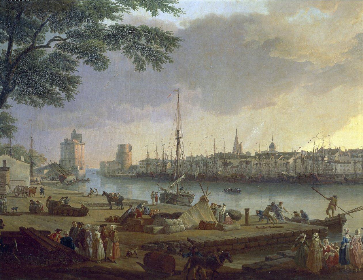 Udsigt over havnen i La Rochelle Maleri af Joseph Vernet (1714-1789), detalje af Claude Joseph Vernet