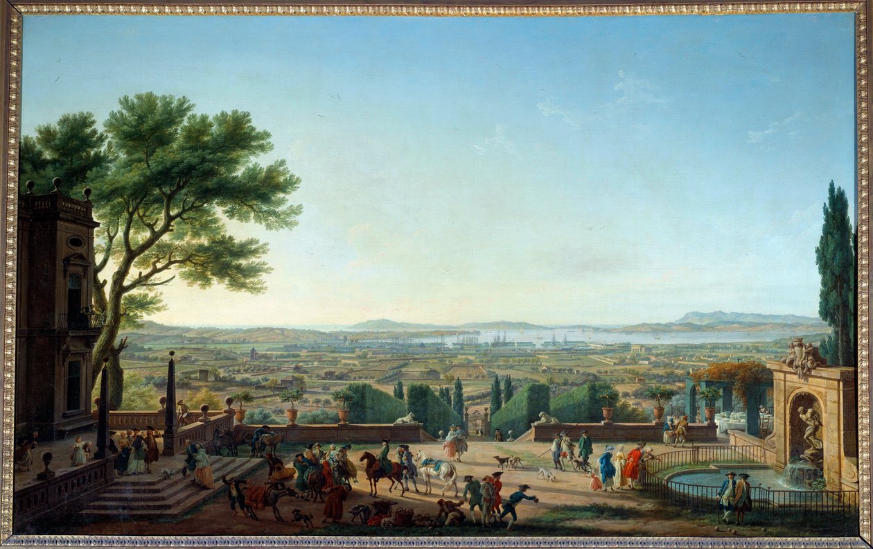 Udsigt over havnen og byen Toulon Maleri af Joseph Vernet (1714-1789) 1700-tallet søn. 1,65x2,63 m af Claude Joseph Vernet