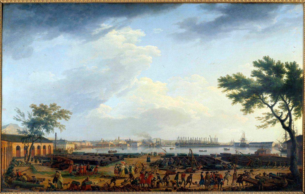 Udsigt over havnen i Toulon og Arsenal-maleriet af Joseph Vernet (1714-1789) 1700-tallet. Paris, Marinemuseet af Claude Joseph Vernet