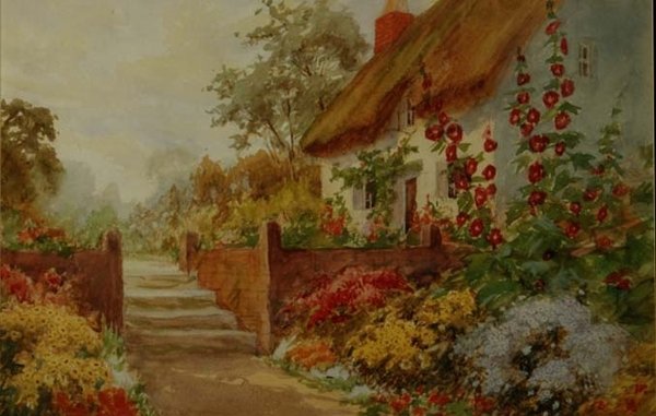 Cottage Garden Scene af Claude Leighton Fisher