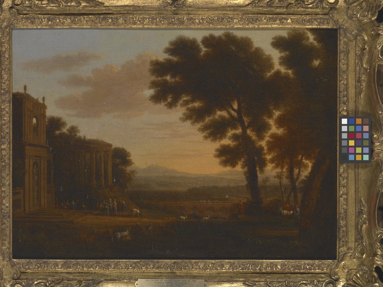 Landskab med psykens fader, der ofrer ved Apollons milesiske tempel (olie på lærred) af Claude Lorrain (1600 82)