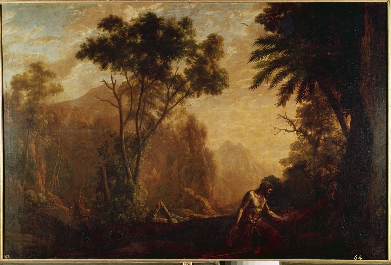 Landskab med Sankt Onuphrius (olie på lærred, ca. 1638) af Claude Lorrain