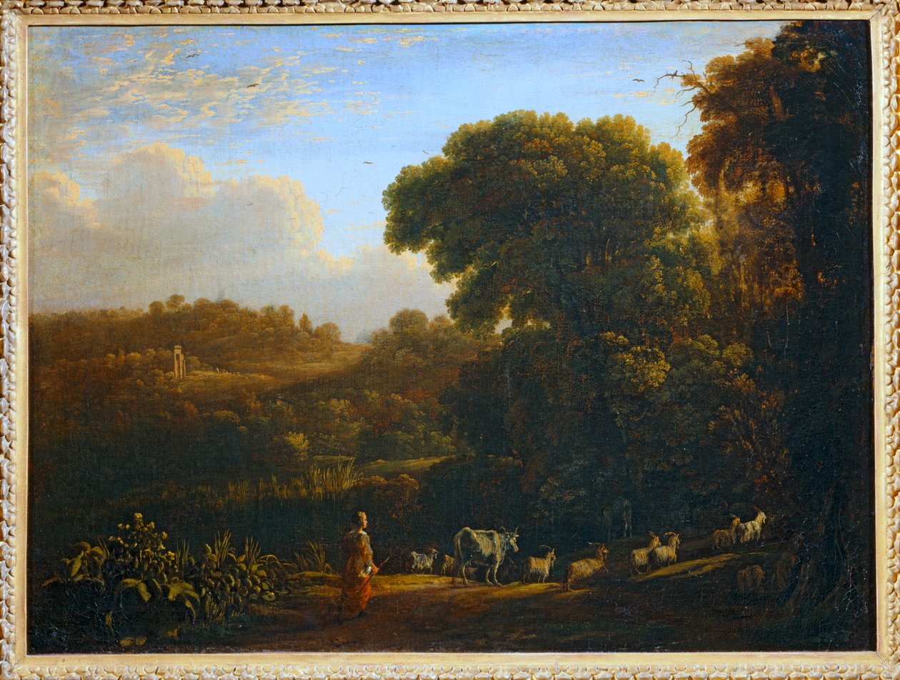 Paysage au soleil couchant - Landskab med solnedgang ... af Claude Lorrain (1600 82)