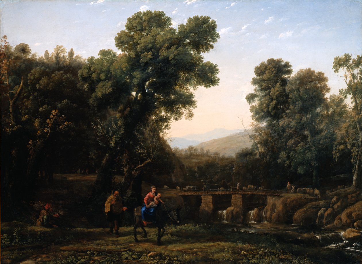 The Flight Into Egypt (olie på lærred) af Claude Lorrain (1600 82)