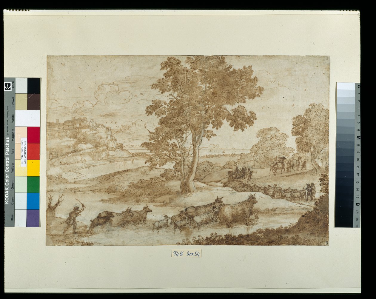 Landskab med Jakobs rejse (pen og blæk med vask på papir) af Claude Lorrain