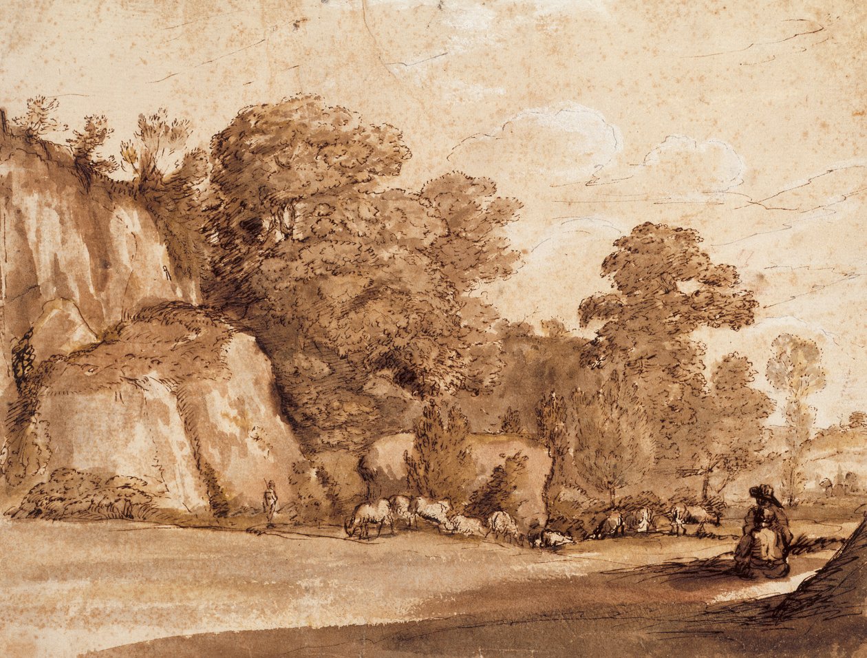 En stenet bjergside af Claude Lorrain