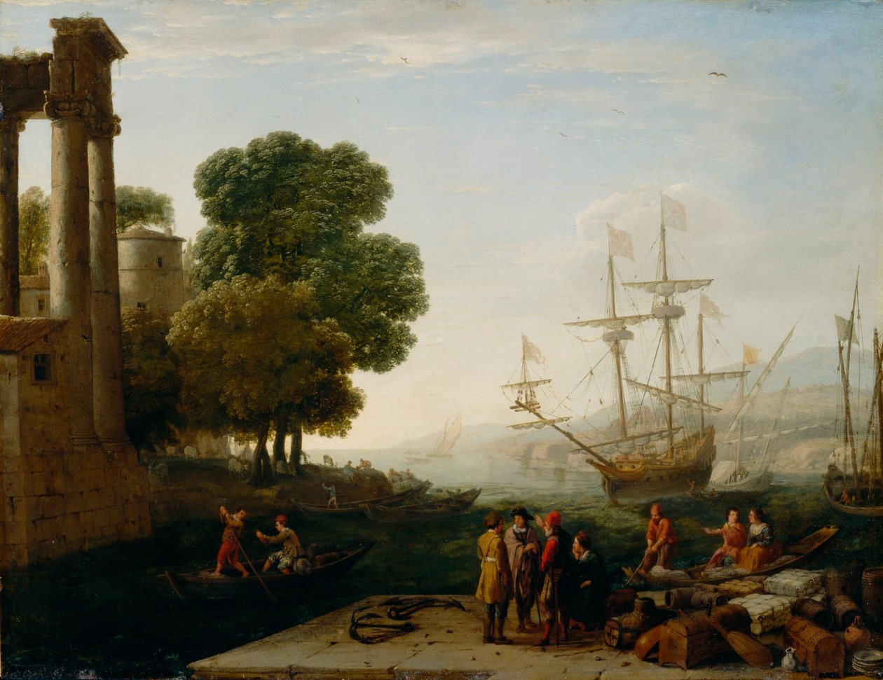 En havneby ved solnedgang af Claude Lorrain