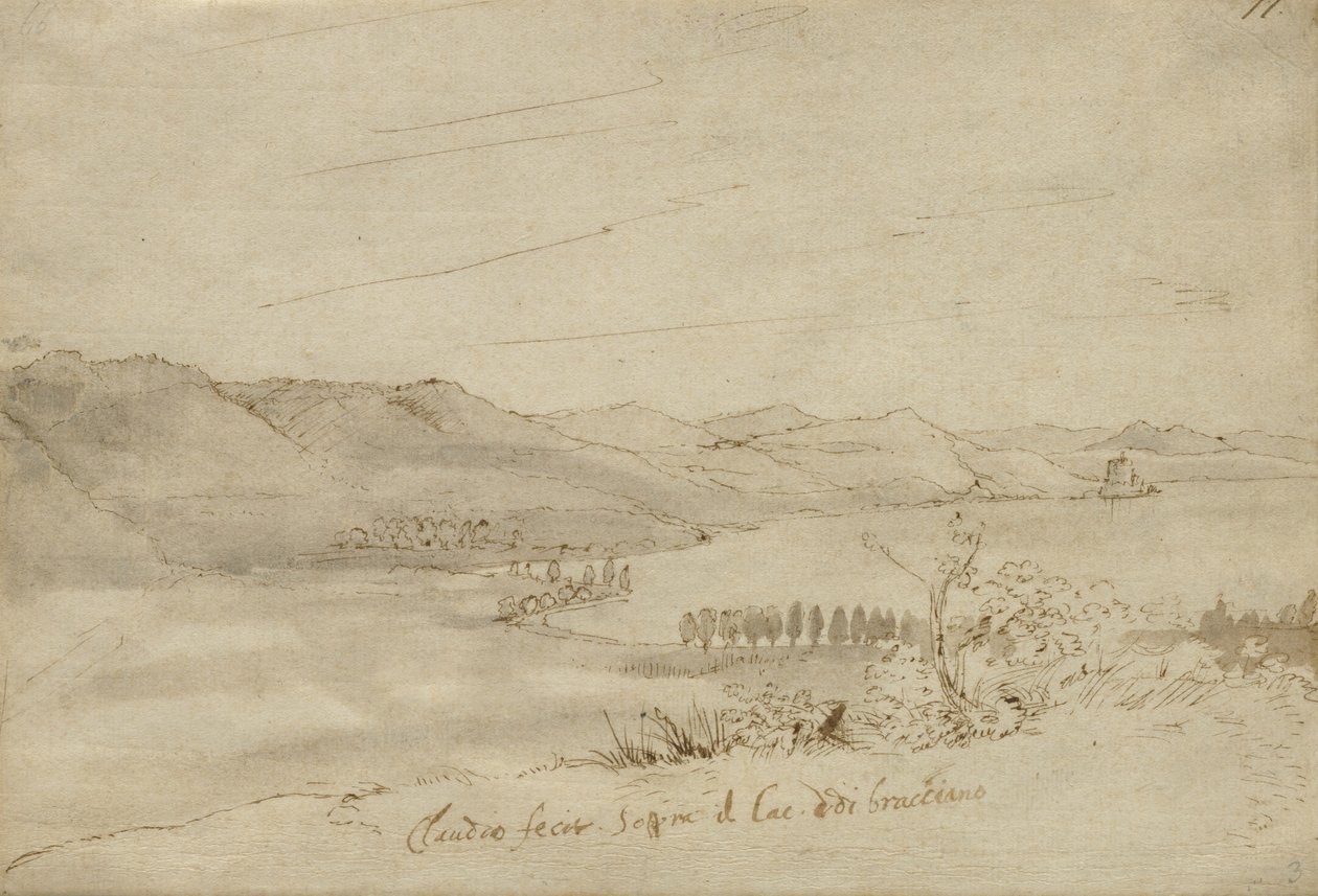 Udsigt over Bracciano-søen, ca. 1638-39 af Claude Lorrain