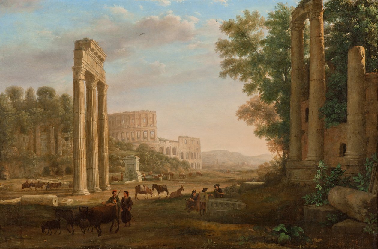 Capriccio med ruiner af Forum Romanum af Claude Lorrain