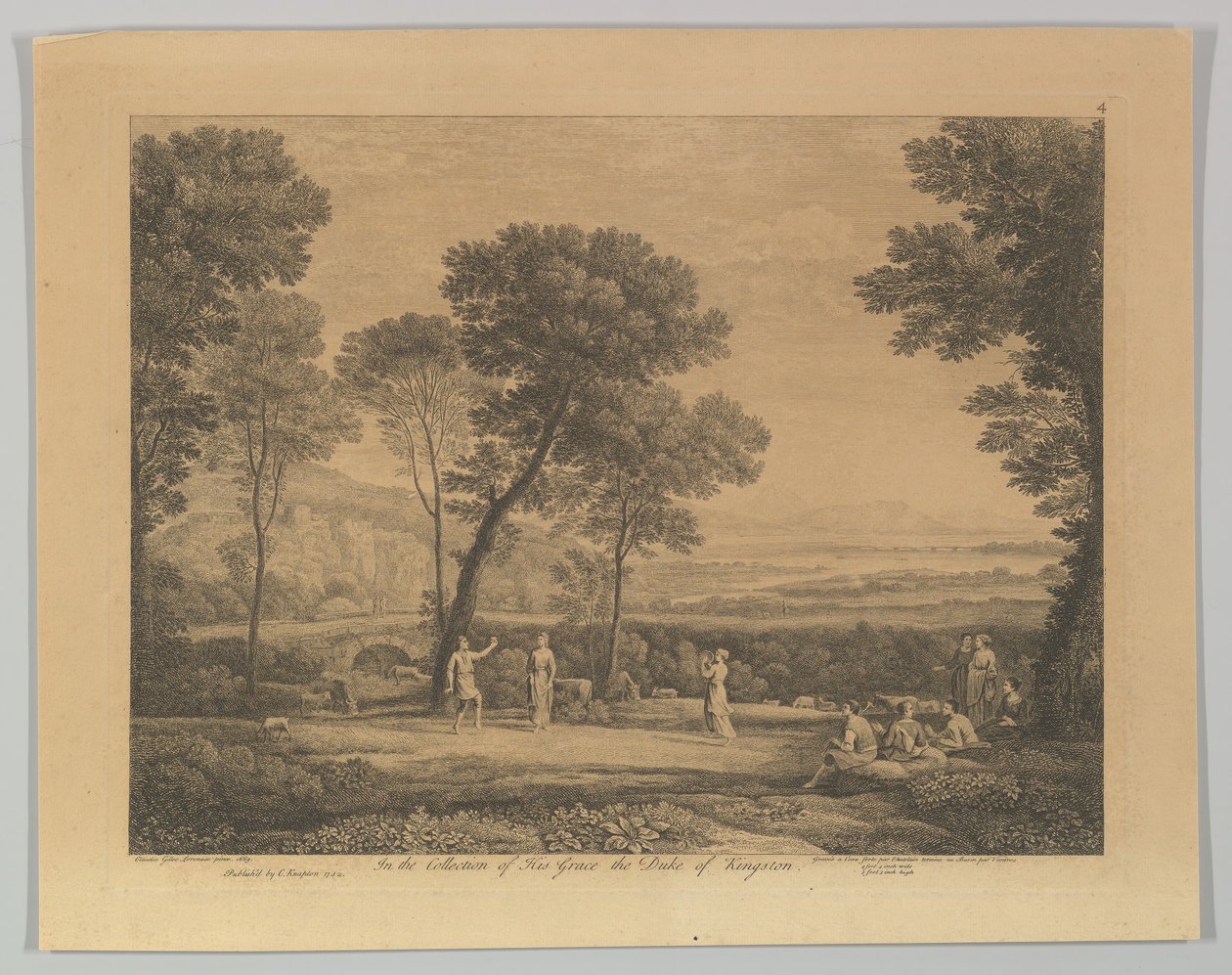 Dans under træernes landskab med landlig dans, 1742. af Claude Lorrain