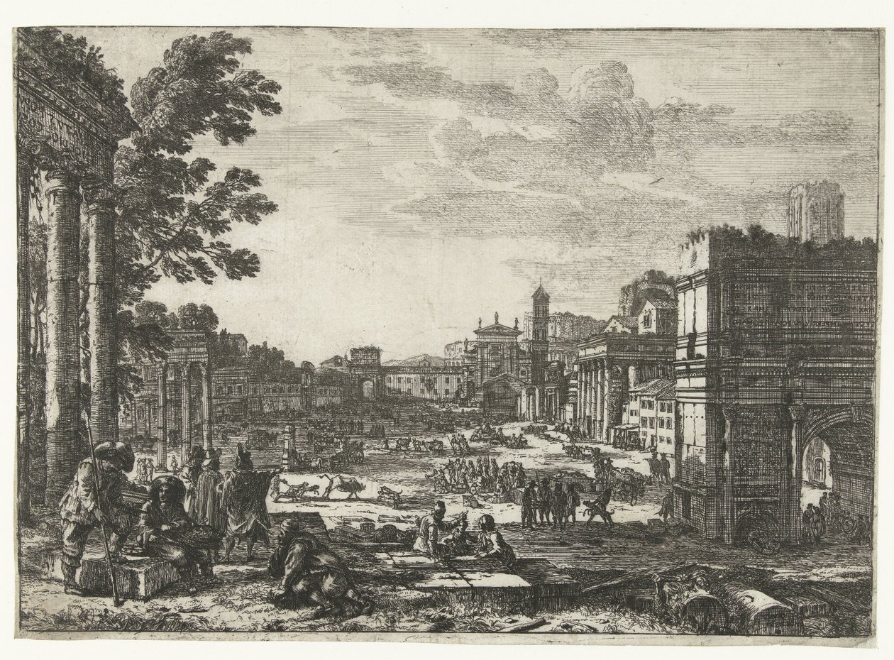 Forum Romanum te Rom Campo Vaccino af Claude Lorrain