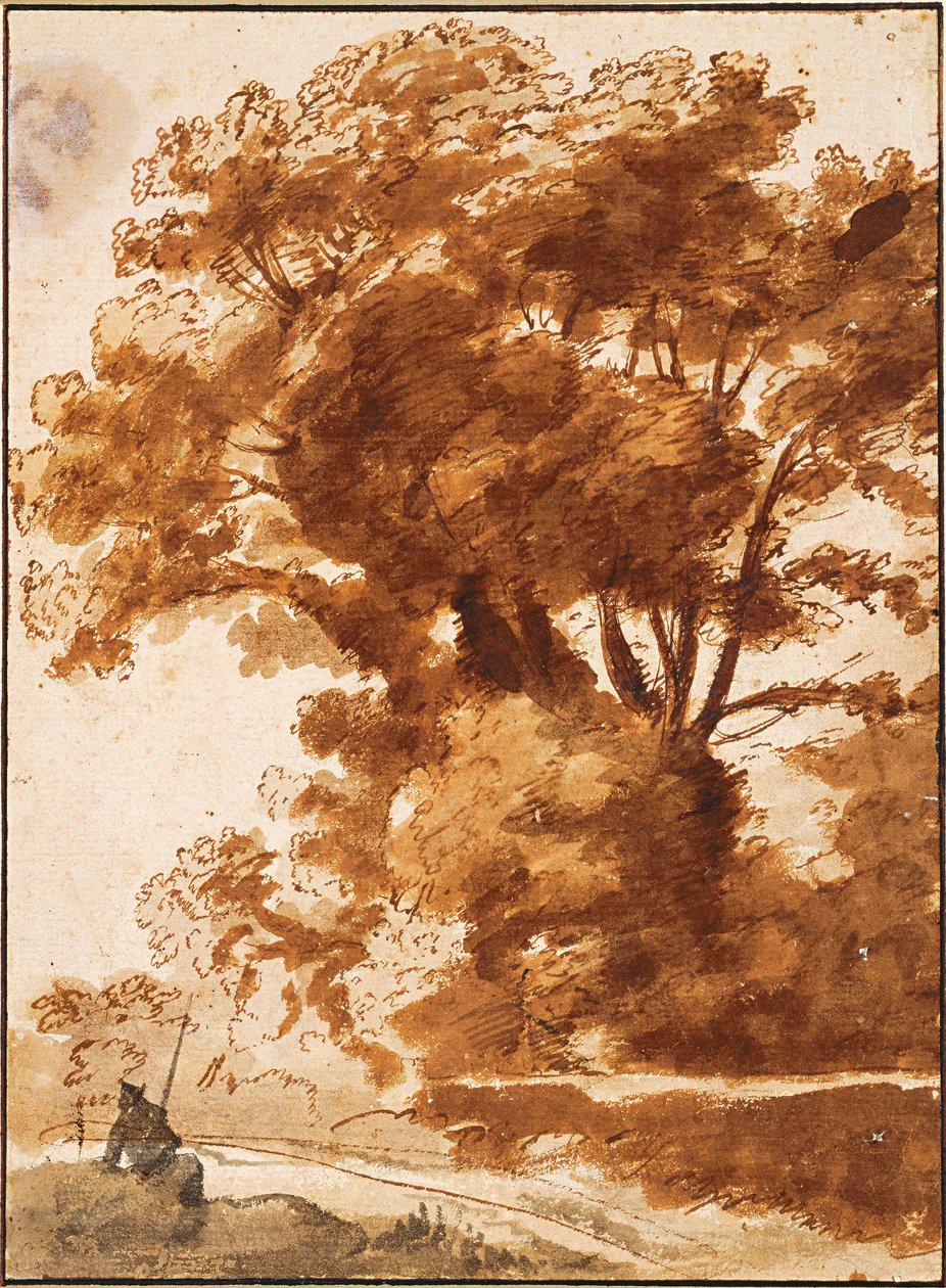 Gruppe af træer og hvilende hyrde, 1630