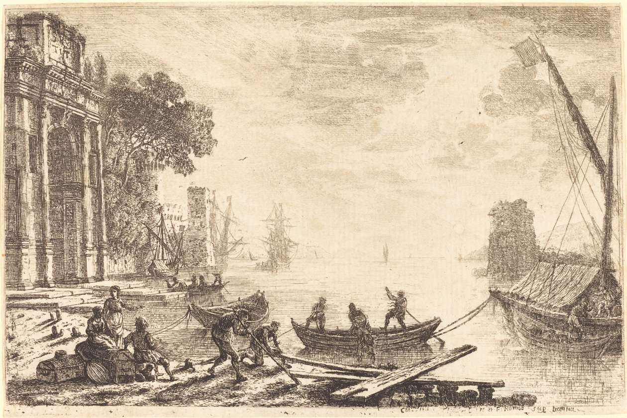 Havnescene med Rising Sun (Le soleil levant) af Claude Lorrain