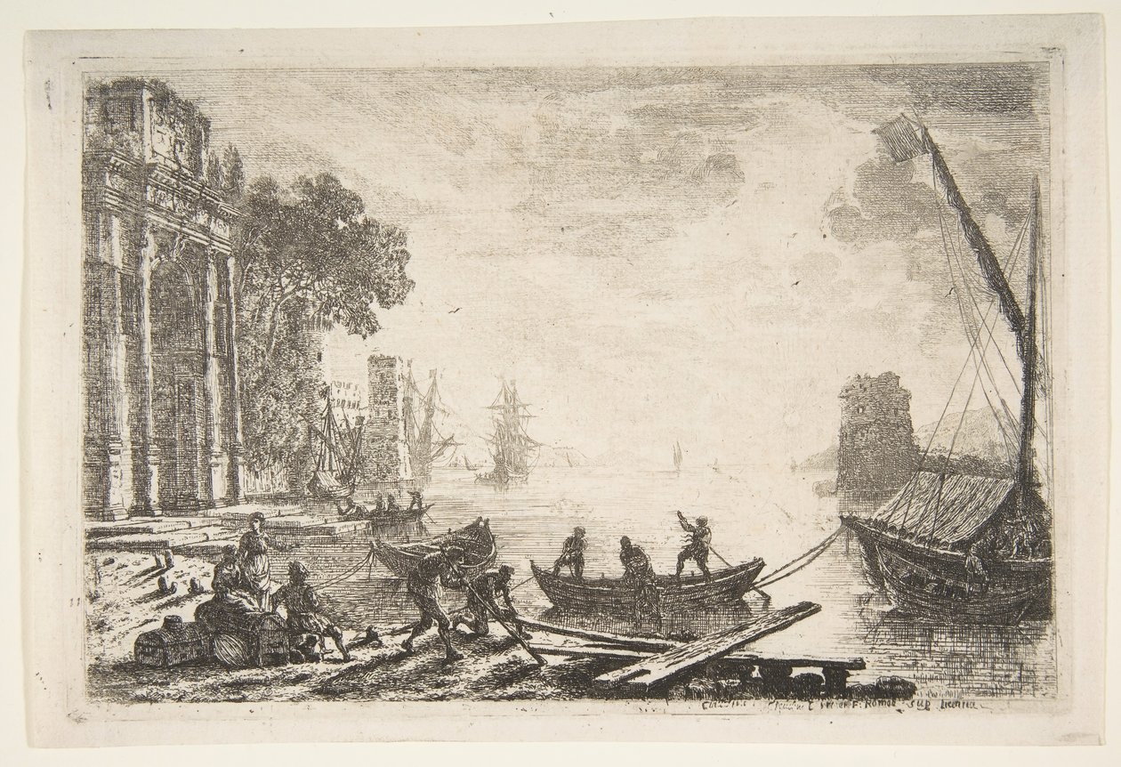 Havnescene med opgående sol, 1634. af Claude Lorrain