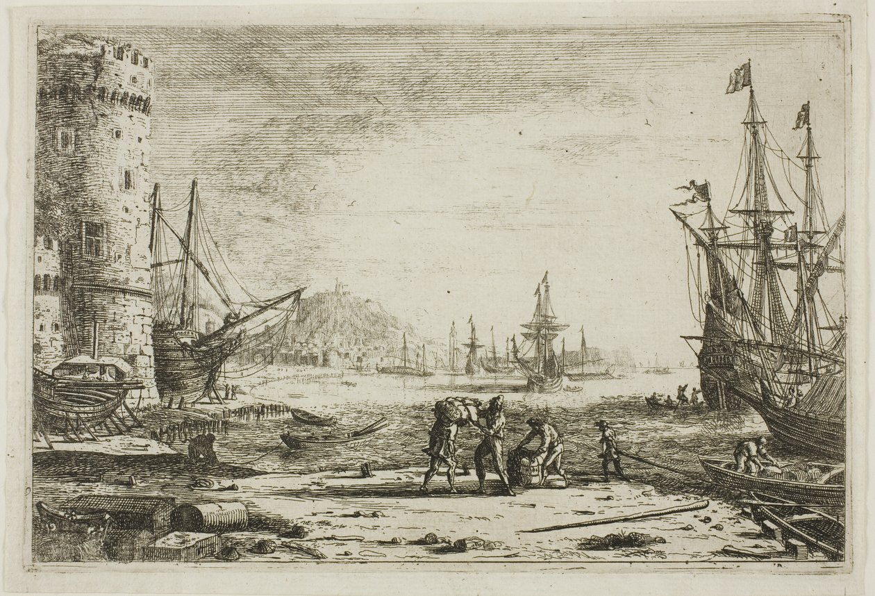 Havn med et stort tårn af Claude Lorrain