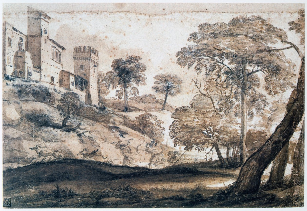 Jagt på hjorte, midten af slutningen af 1600-tallet af Claude Lorrain