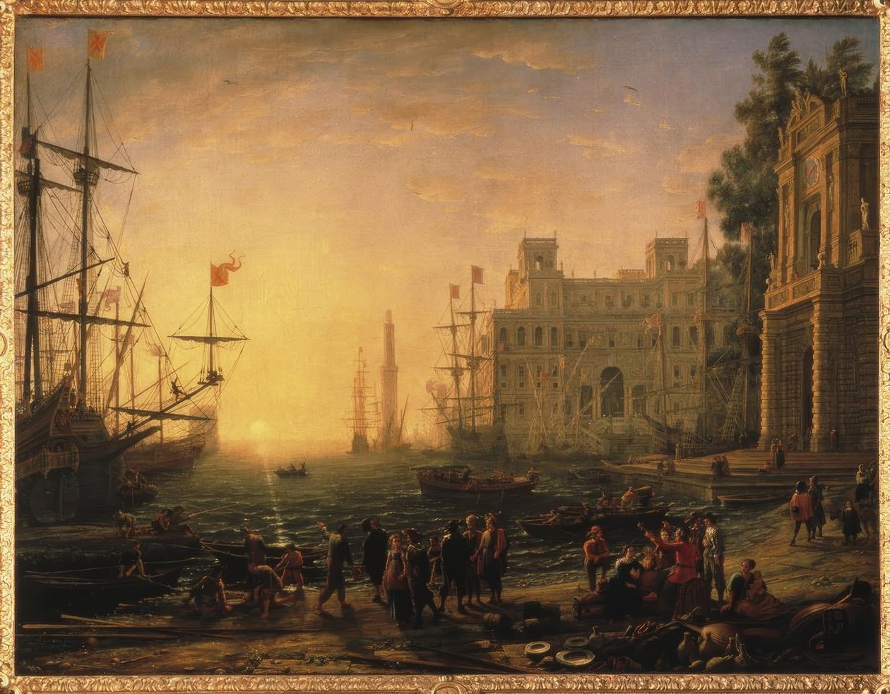 Ideel udsigt over havnen med Villa Medici af Claude Lorrain