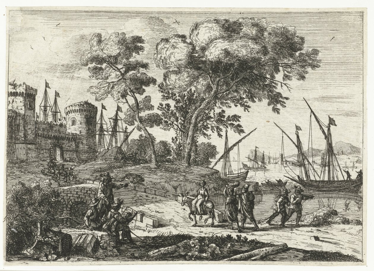 Kunstner på arbejde i et landskab af Claude Lorrain