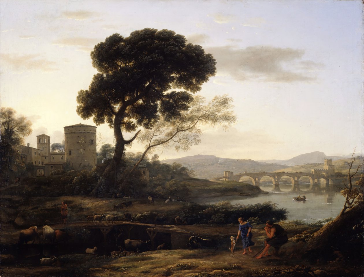Landskab nær Rom med udsigt over Ponte Molle, 1645. af Claude Lorrain