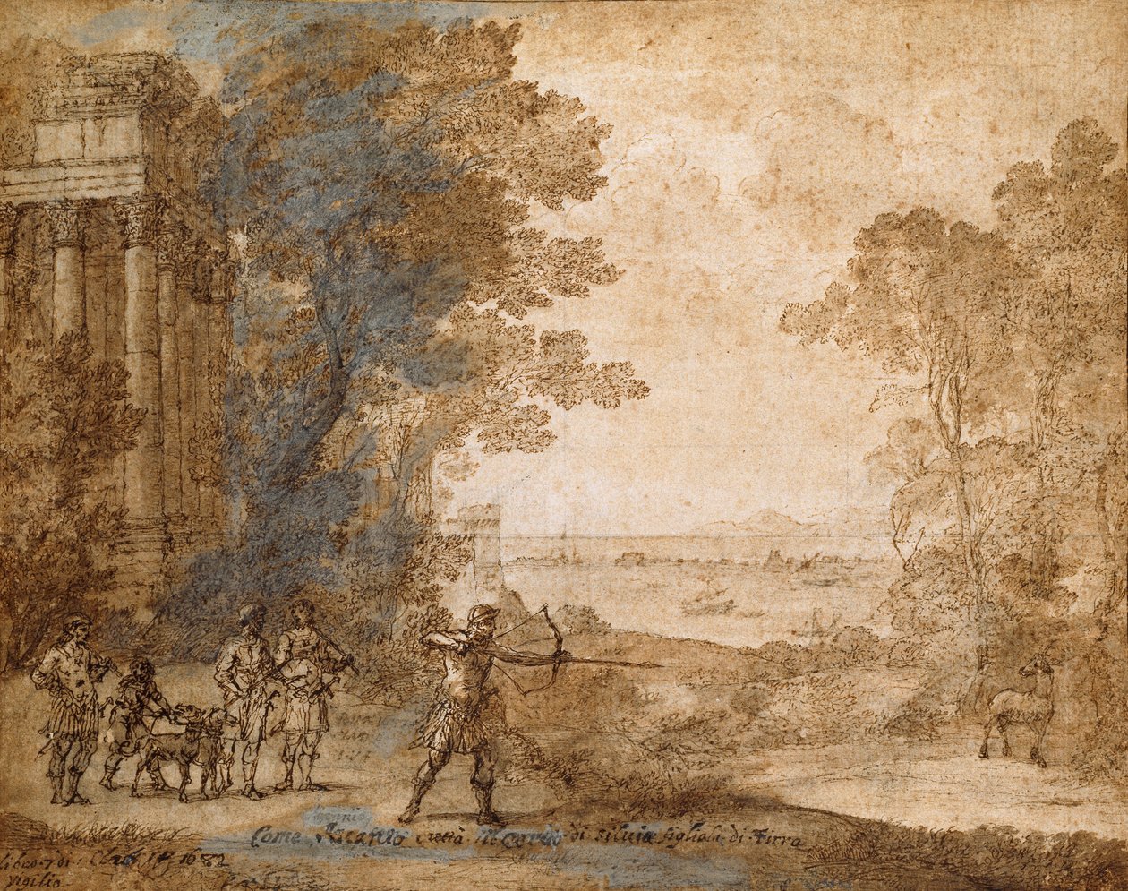 Landskab med Ascanius, der skyder Hjorten af Sylvia, 1680-1682 af Claude Lorrain