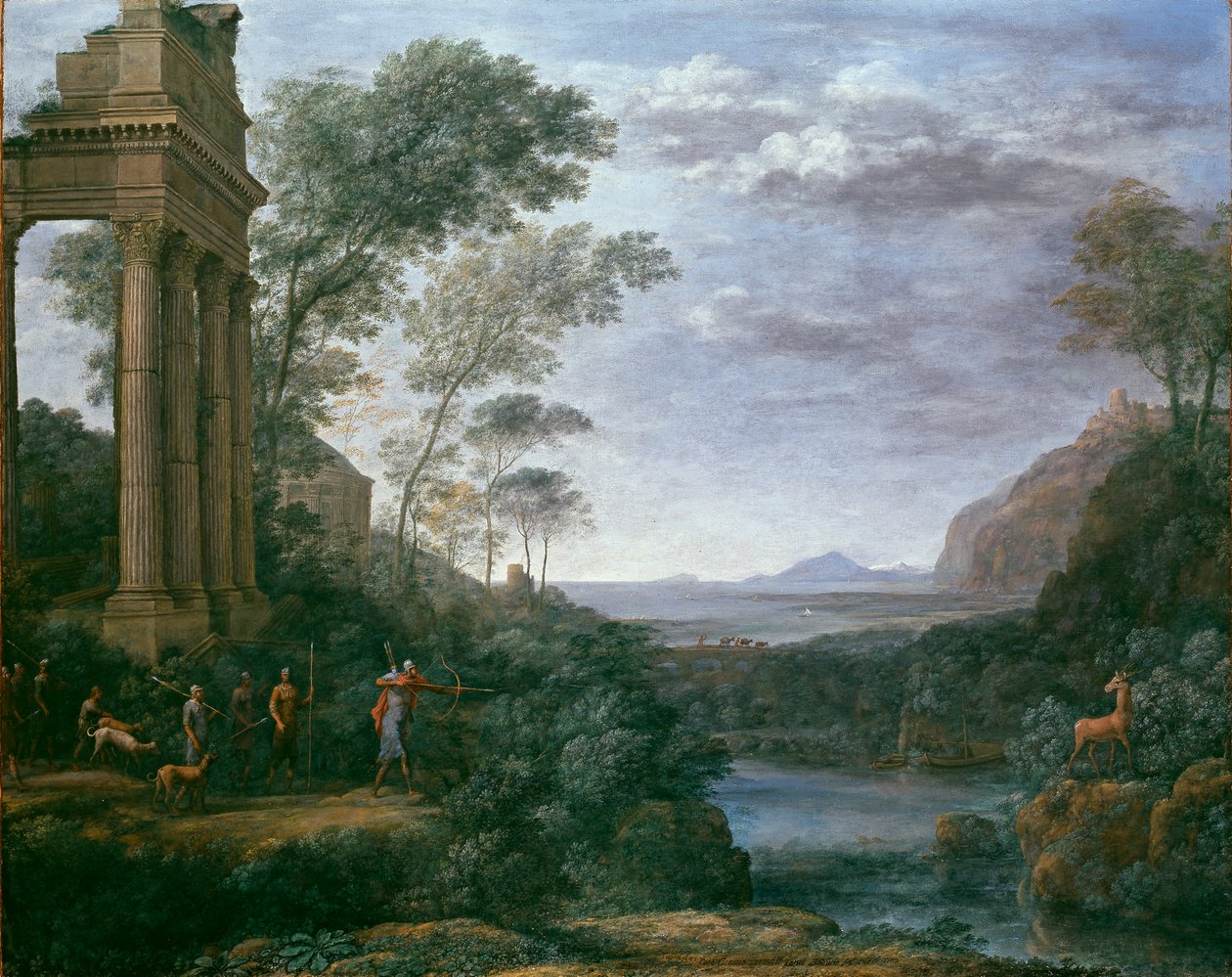 Landskab med Ascanius, der skyder Hjorten af Sylvia, 1681-1682 af Claude Lorrain