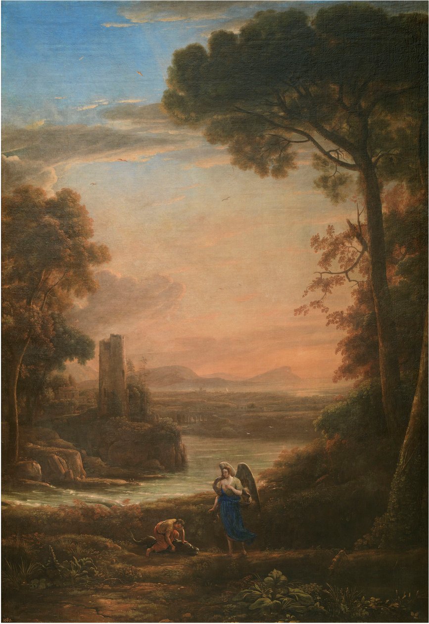 Landskab med Tobias og englen, 1639-1640. af Claude Lorrain
