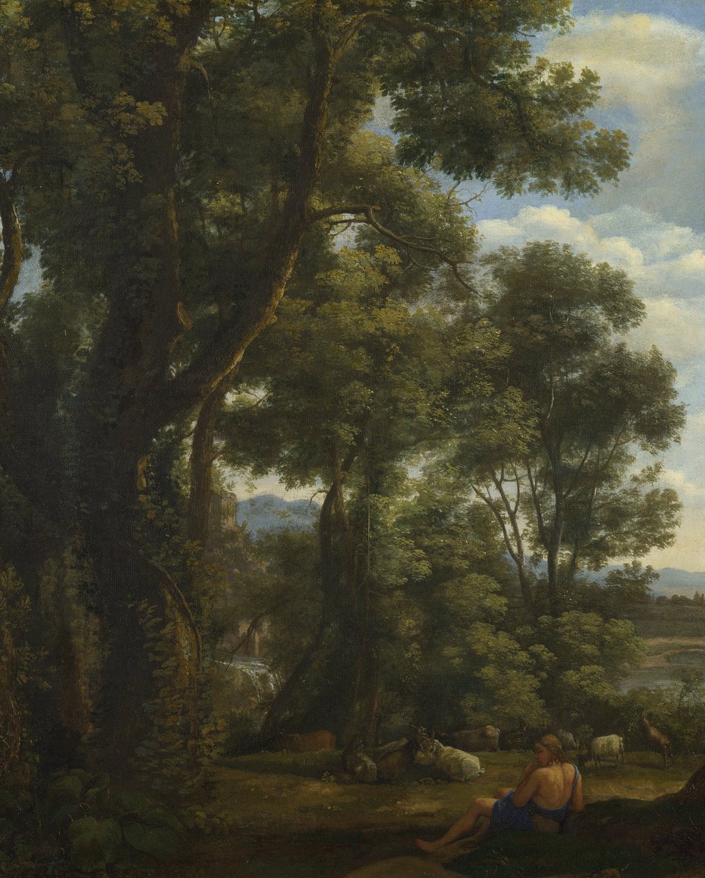 Landskab med en gedehyrde og geder  af Claude Lorrain