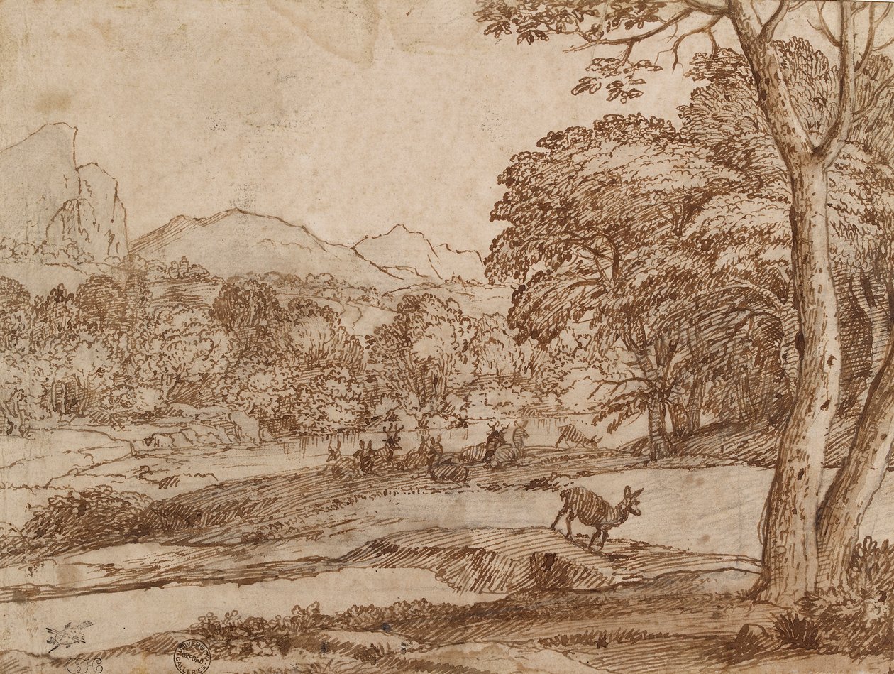 Landskab med en flok hjorte, 1666 af Claude Lorrain