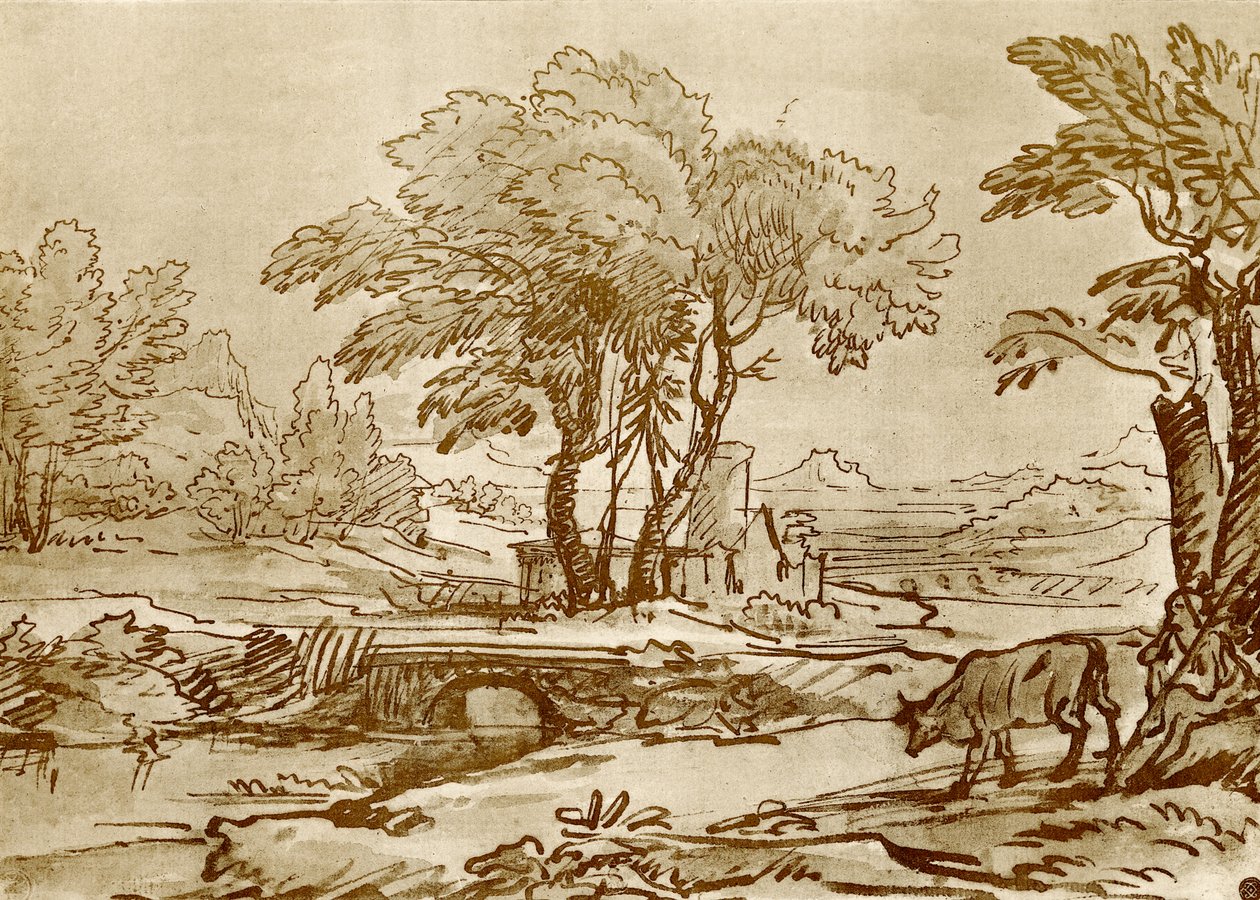 Landskab med bro af Claude Lorrain