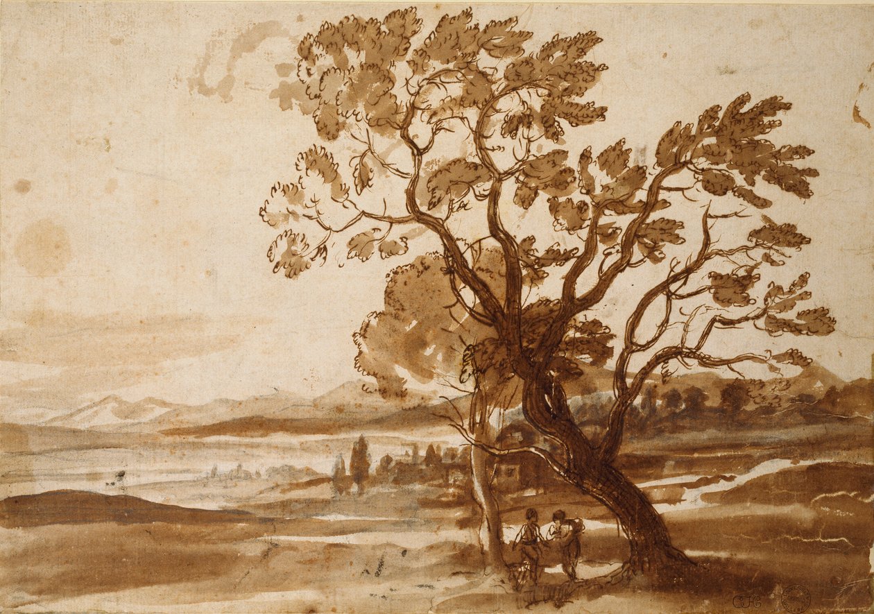 Landskab med to træer, c1638 af Claude Lorrain