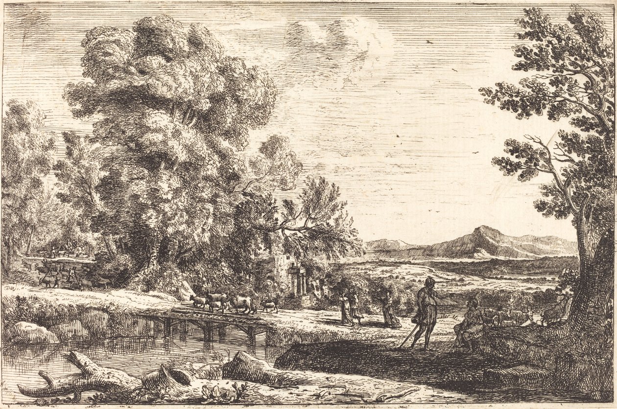 Rebecca og Eliezer (træbroen) af Claude Lorrain