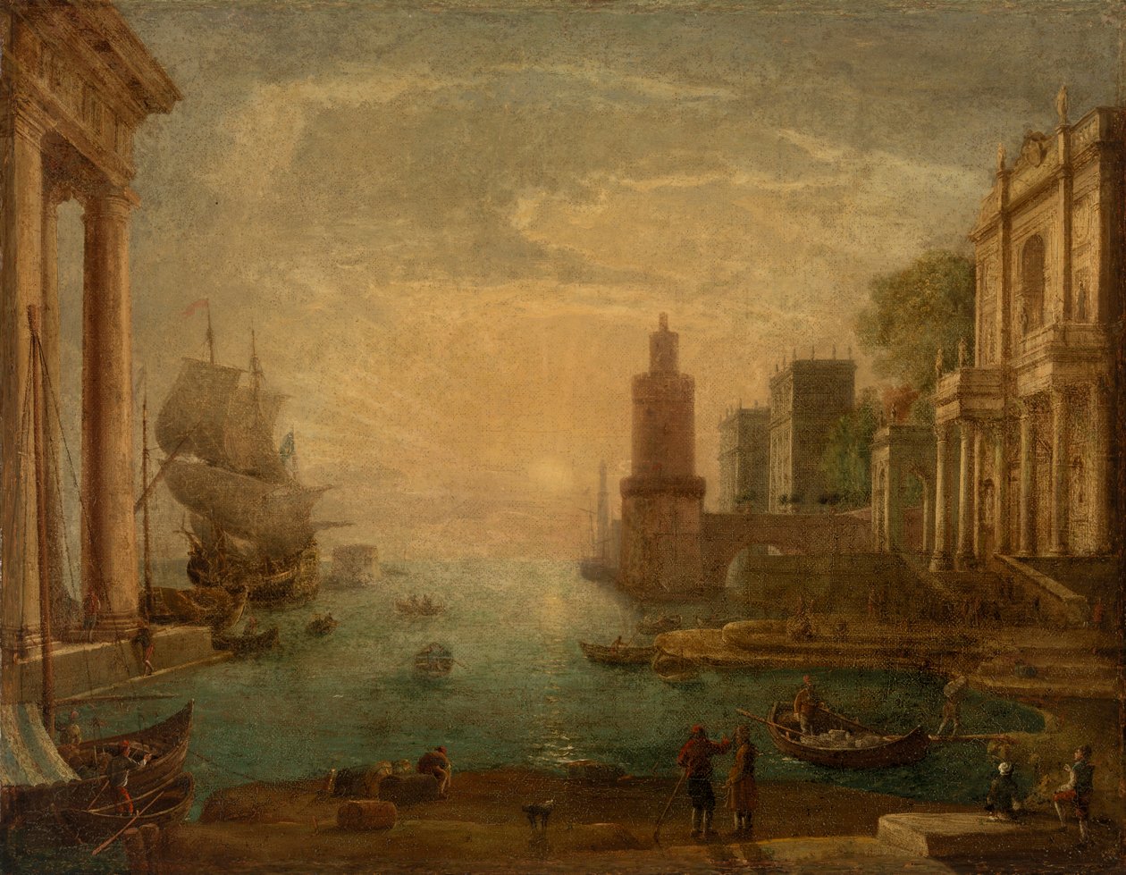 Havn med Ulysses, der restituerer Chryseis til hendes far Chryses af Claude Lorrain