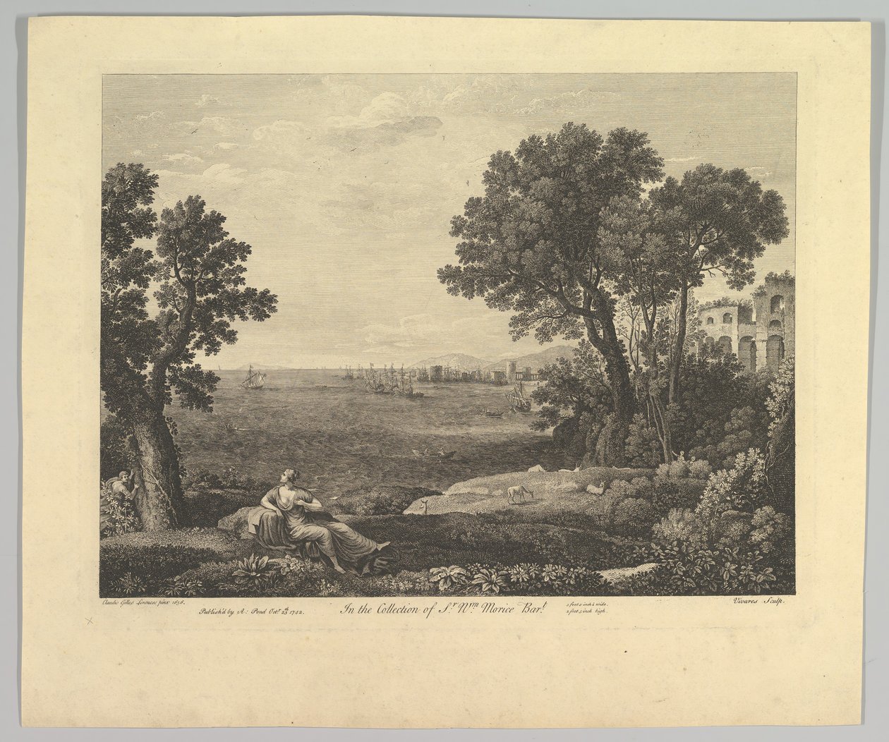 Havlandskab med Bacchus og Ariadne, 1742. af Claude Lorrain