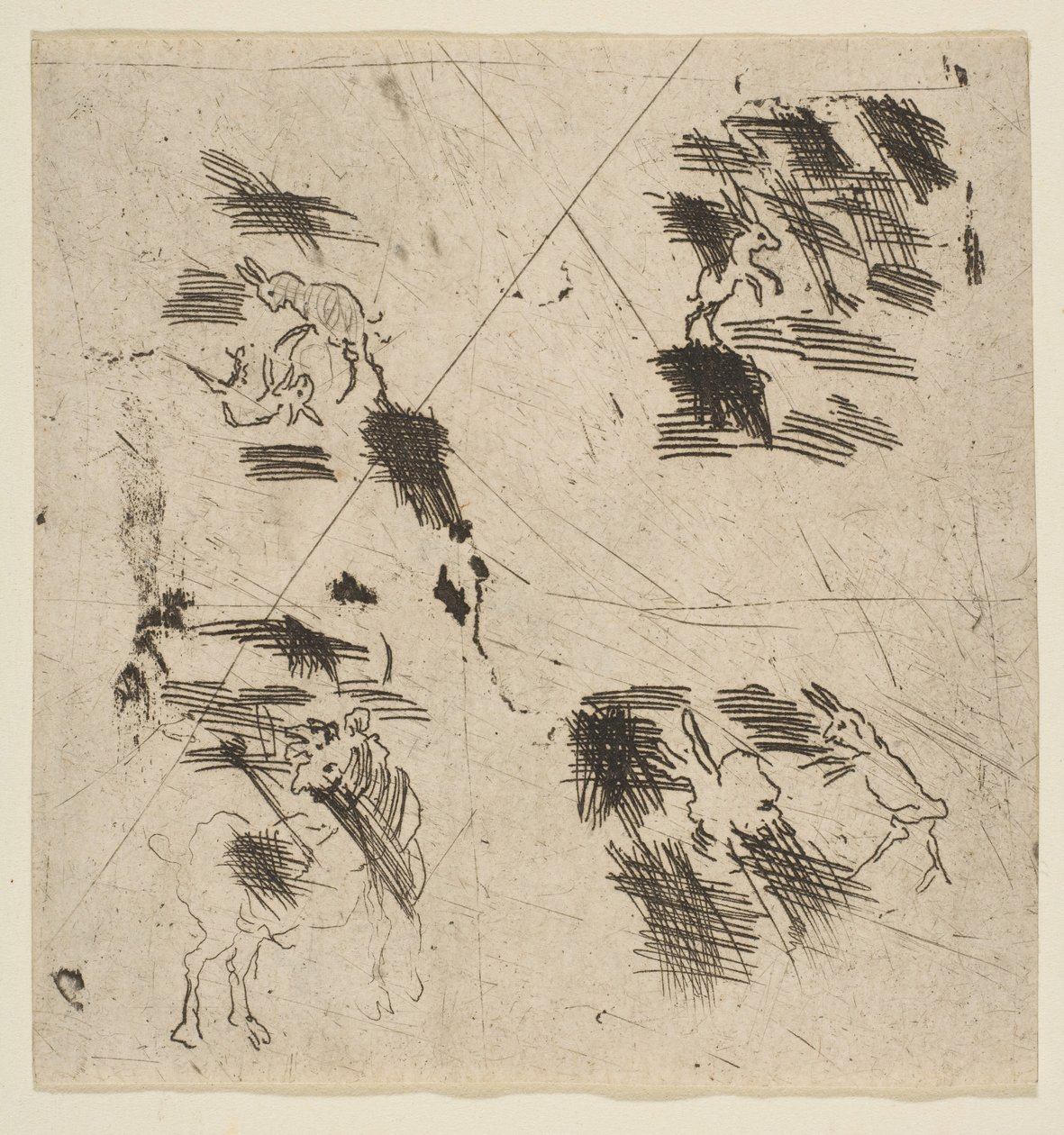 Studie med Brigands Upper Section, ca. 1633. af Claude Lorrain