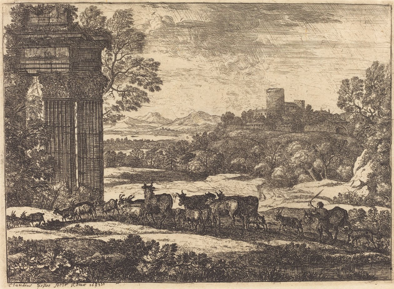 Flokken vender tilbage i stormfuldt vejr af Claude Lorrain