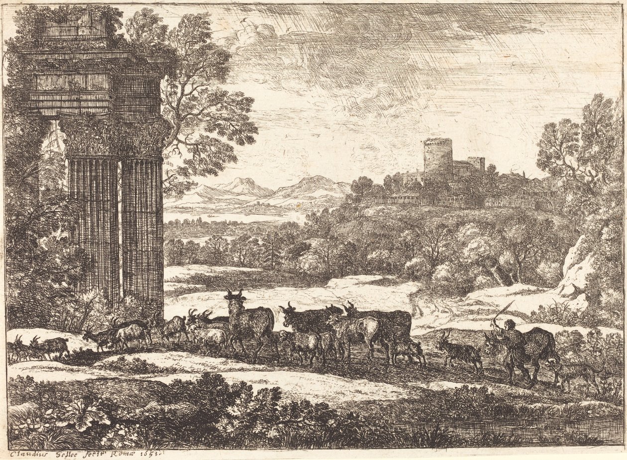 Flokken vender tilbage i stormfuldt vejr af Claude Lorrain