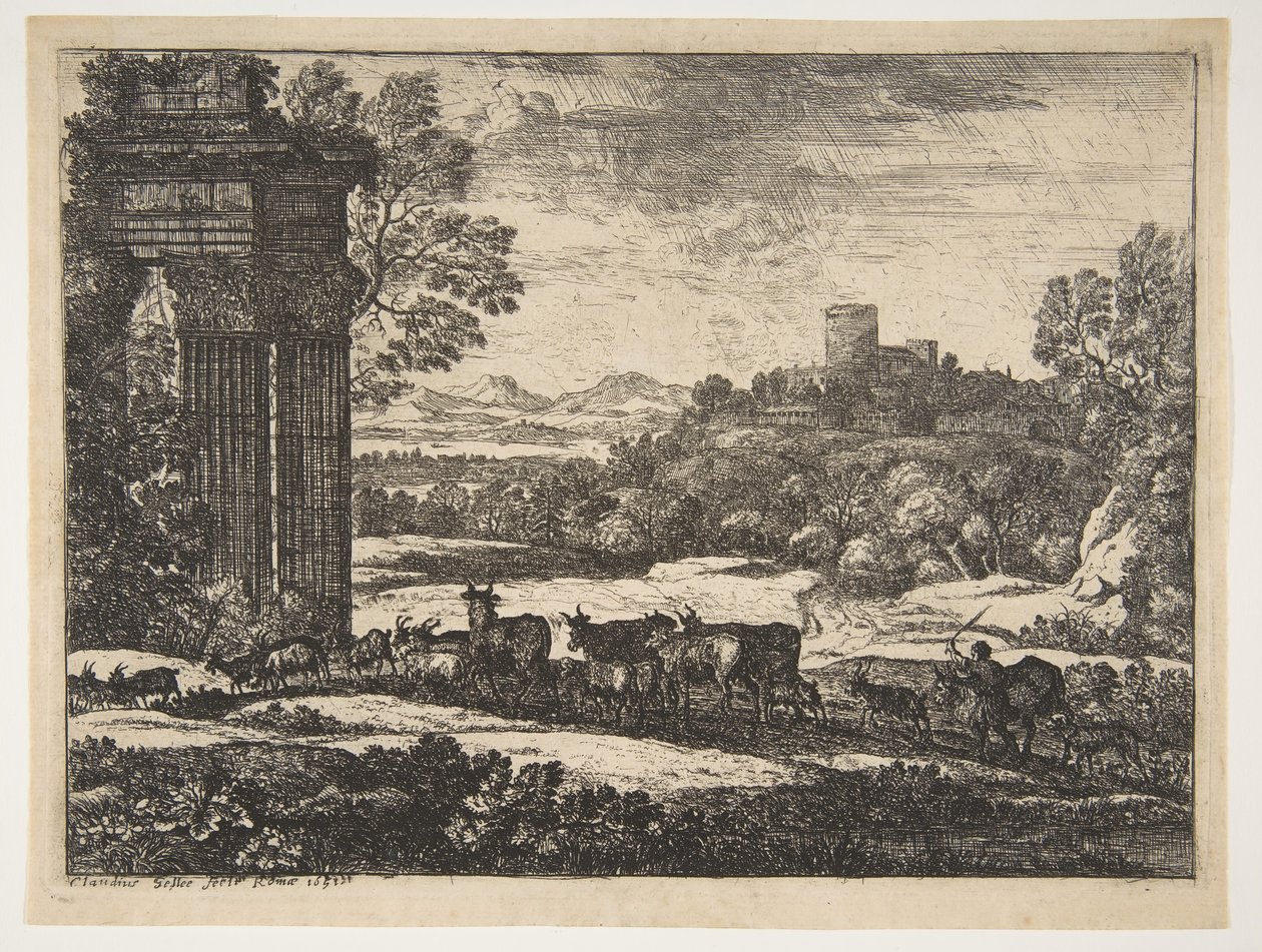 Flokken vender tilbage i stormfuldt vejr, ca. 1650-51. af Claude Lorrain