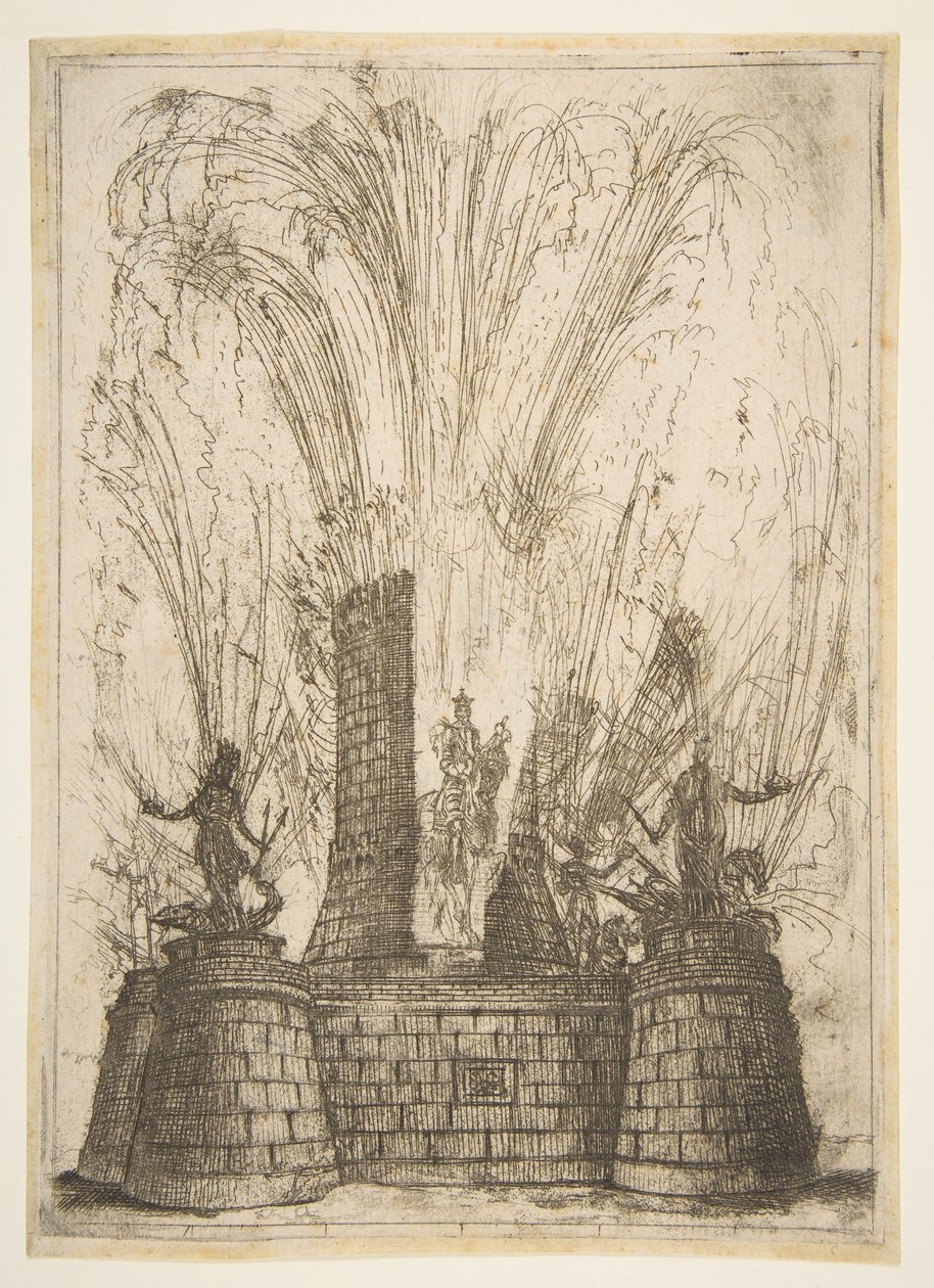 Rundetårn bristede for at afsløre statuen af romernes konge, 1637. af Claude Lorrain