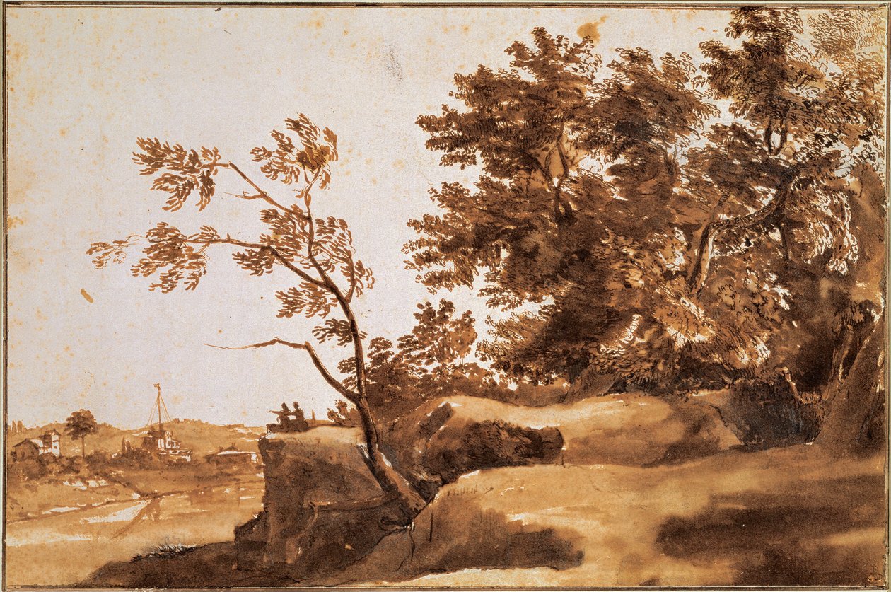 Tiber-landskab med Castel Sant