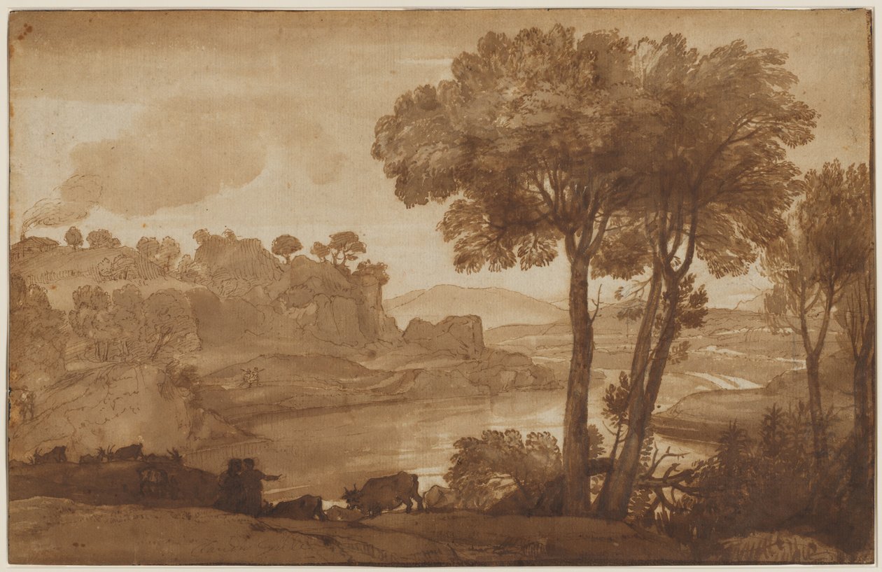 Udsigt over Acqua Acetosa recto, ca. 1645. af Claude Lorrain
