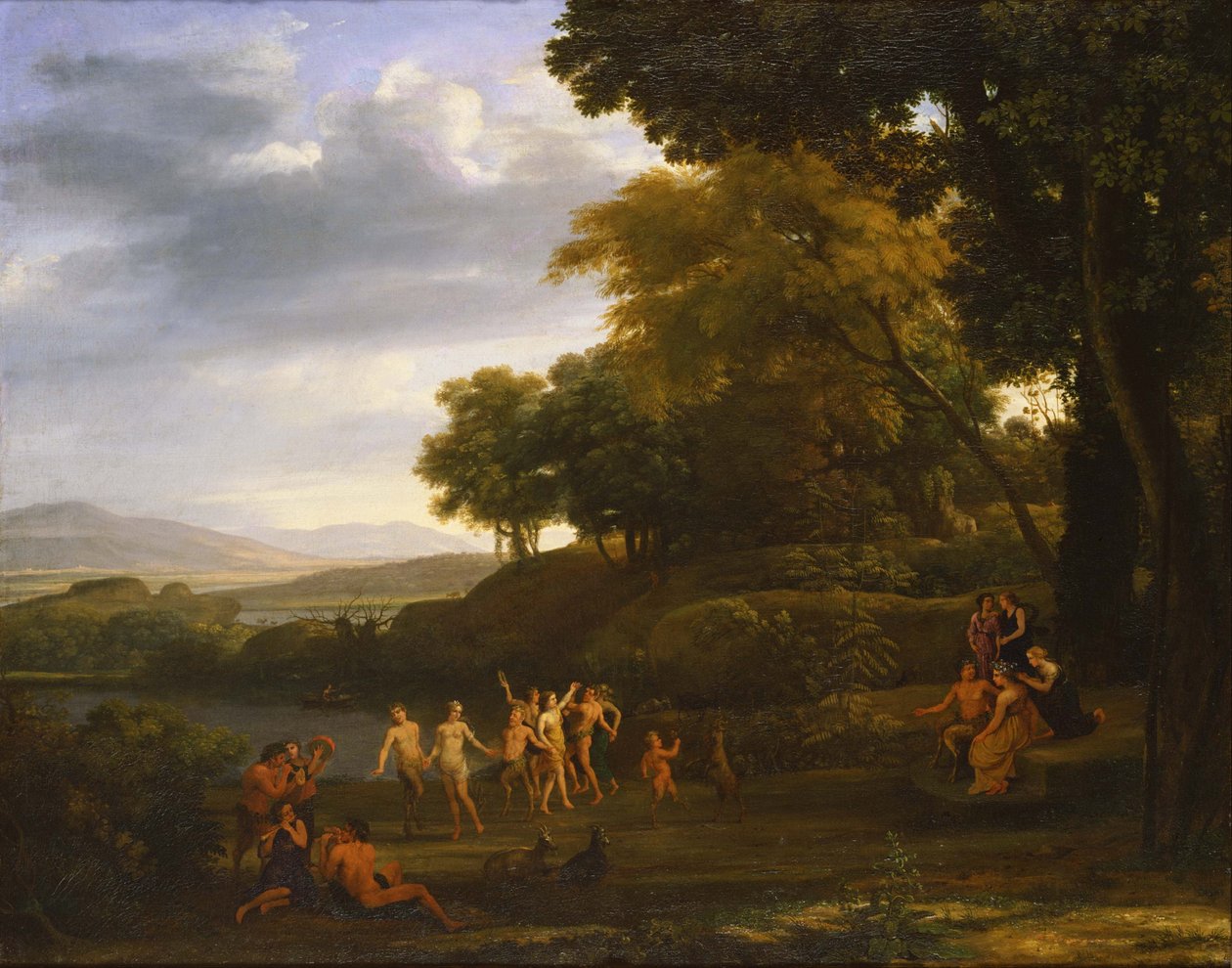 Landskab med dansende satyrer og nymfer. af Claude Lorrain