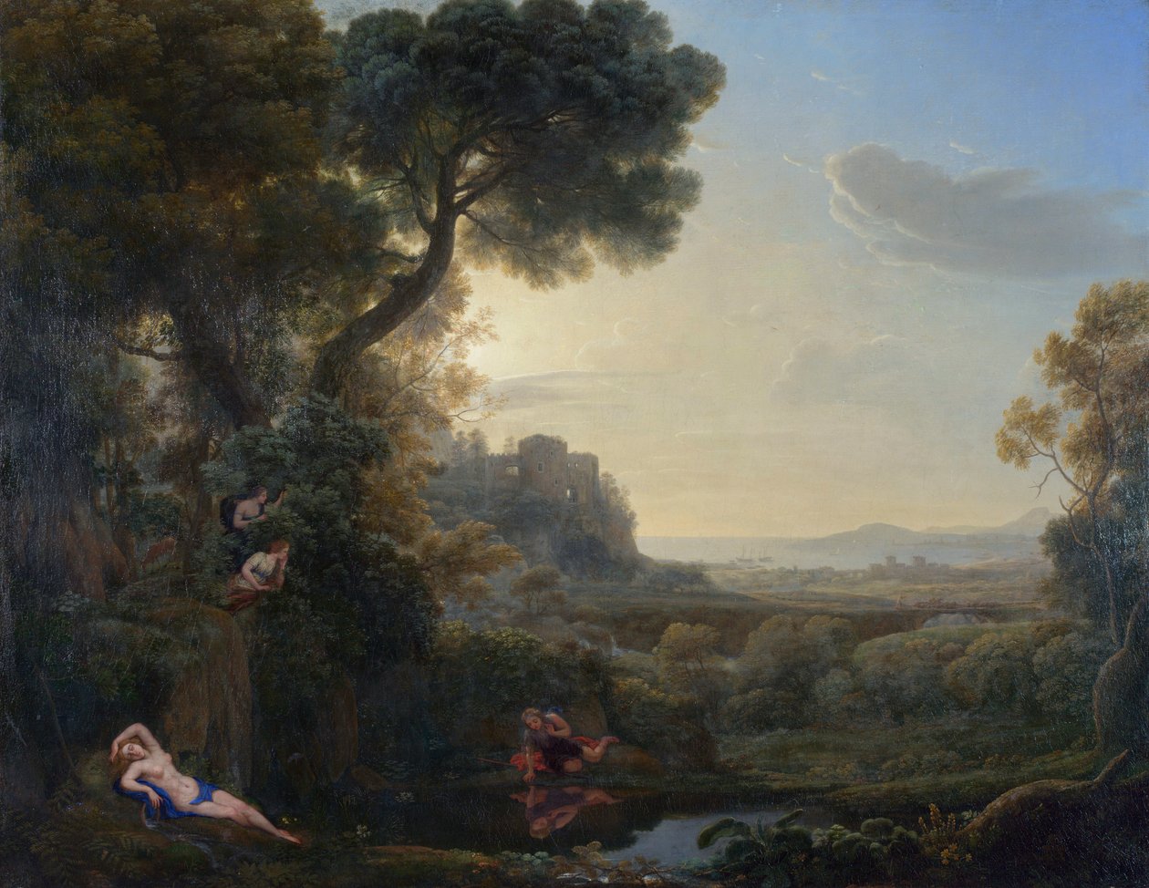 Landskab med Narcissus og ekko, 1644 af Claude Lorrain