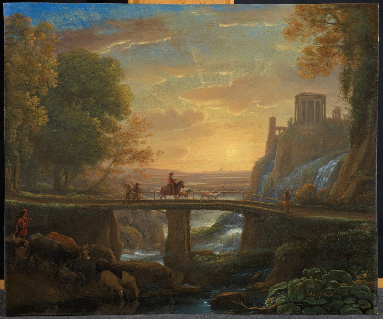 Landskab med en imaginær udsigt over Tivoli, 1642 (olie på kobber) af Claude Lorrain
